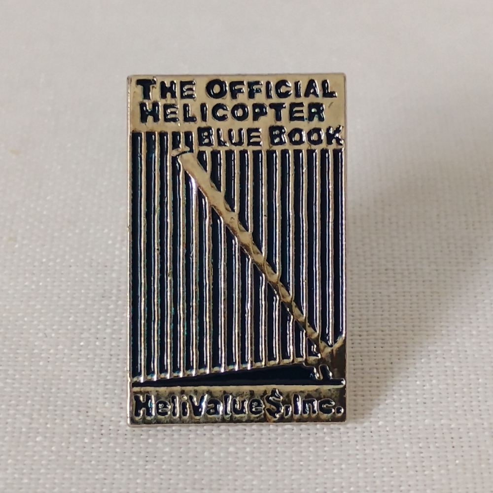 HeliValue$ Inc. The Official Helicopter Blue Book Enamel Lapel Pin Hat Bag Shirt